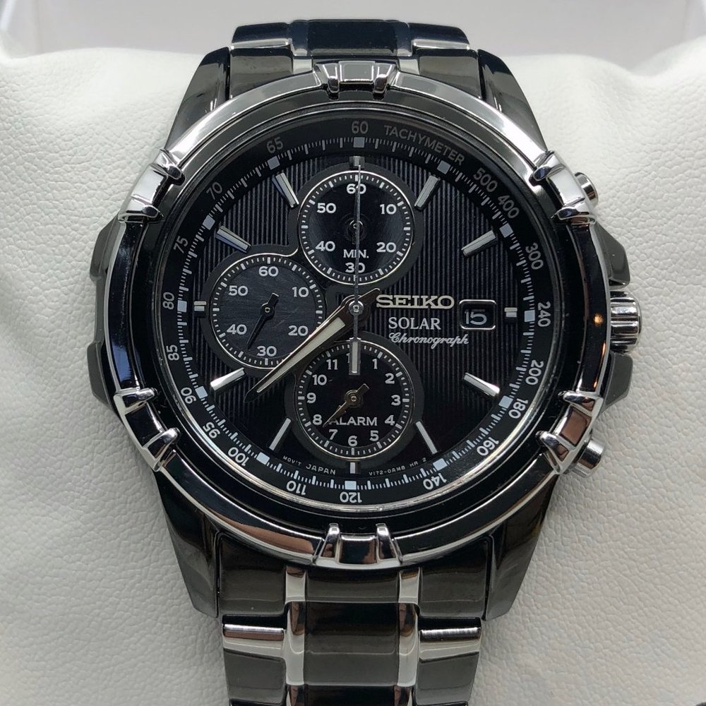 Seiko Solar Alarm Chronograph Black Men's Watch SSC143